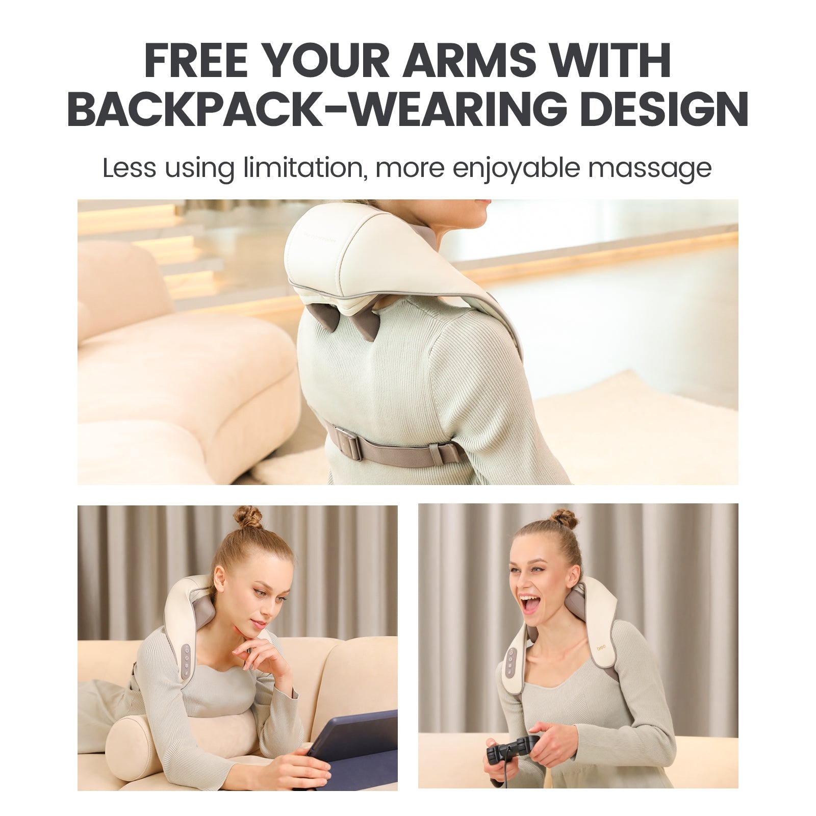 Breo N5 Mini massager backpack design for neck and shoulder massage. enjoy massage Breo N5 Mini Deep Tissue Neck Massager - us.breo.com - best-breo-massagers