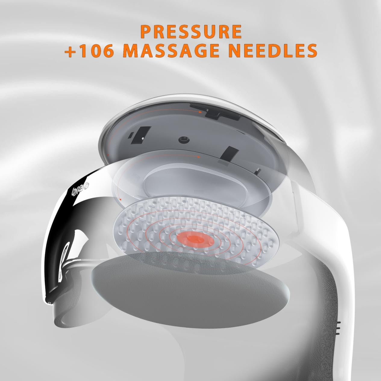 Breo iDream 3 head massager showing massage needles and pressure points